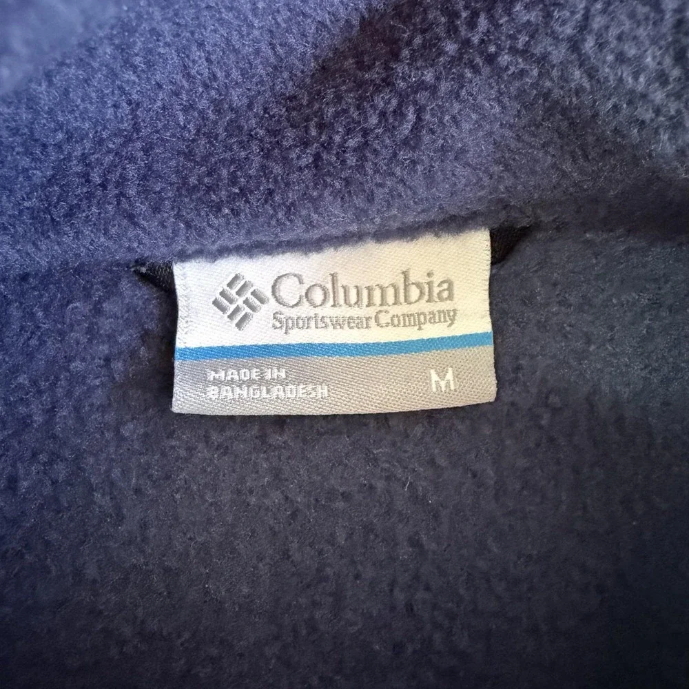 Columbia Vest Mens Medium Blue Fleece Full Zip Pockets Hiking Outdoor Travel